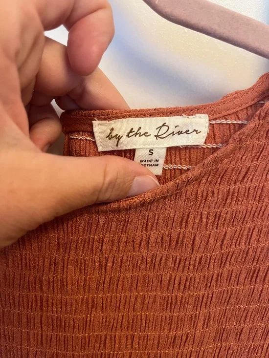 By the River- Rust Smocked Bodice Tiered Maxi Dress - Picture 2 of 2